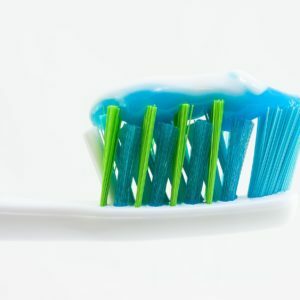a blue plastic container with green sprouts