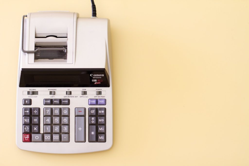a calculator and a printer