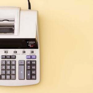 a calculator and a printer