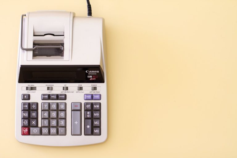 a calculator and a printer