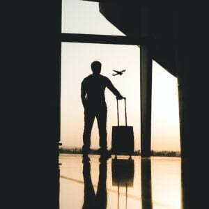 a person with a suitcase