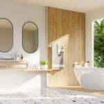 Modern Bathroom interior design on white wall,3d rendering