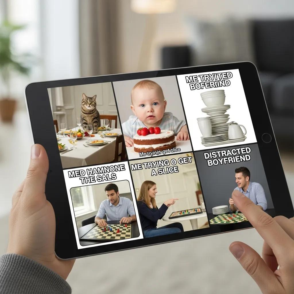 Popular meme templates for family fun displayed on a digital device